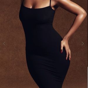 Skims soft lounge slip dress in army green